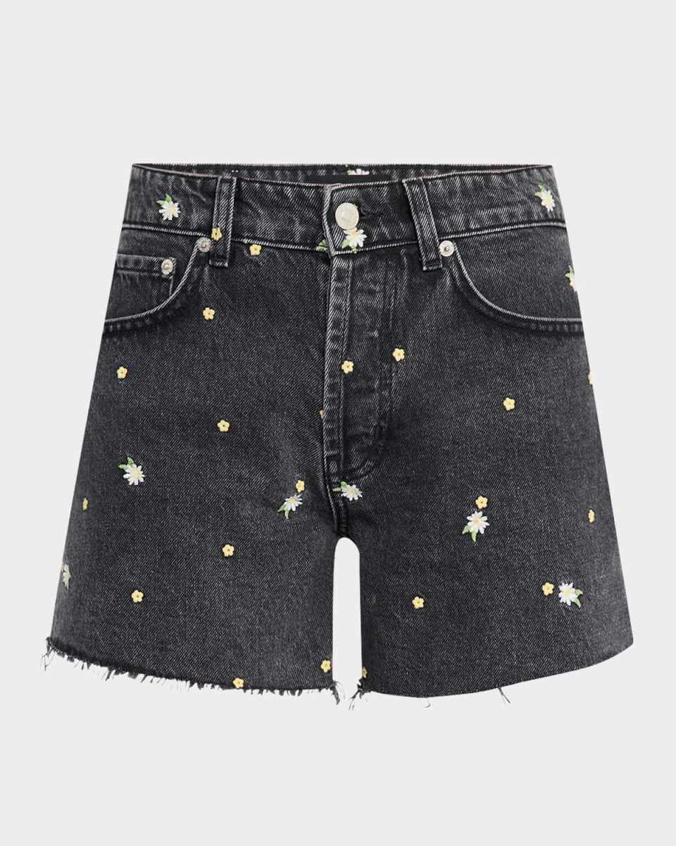 Mesa Flower Embroidered Jean Shorts